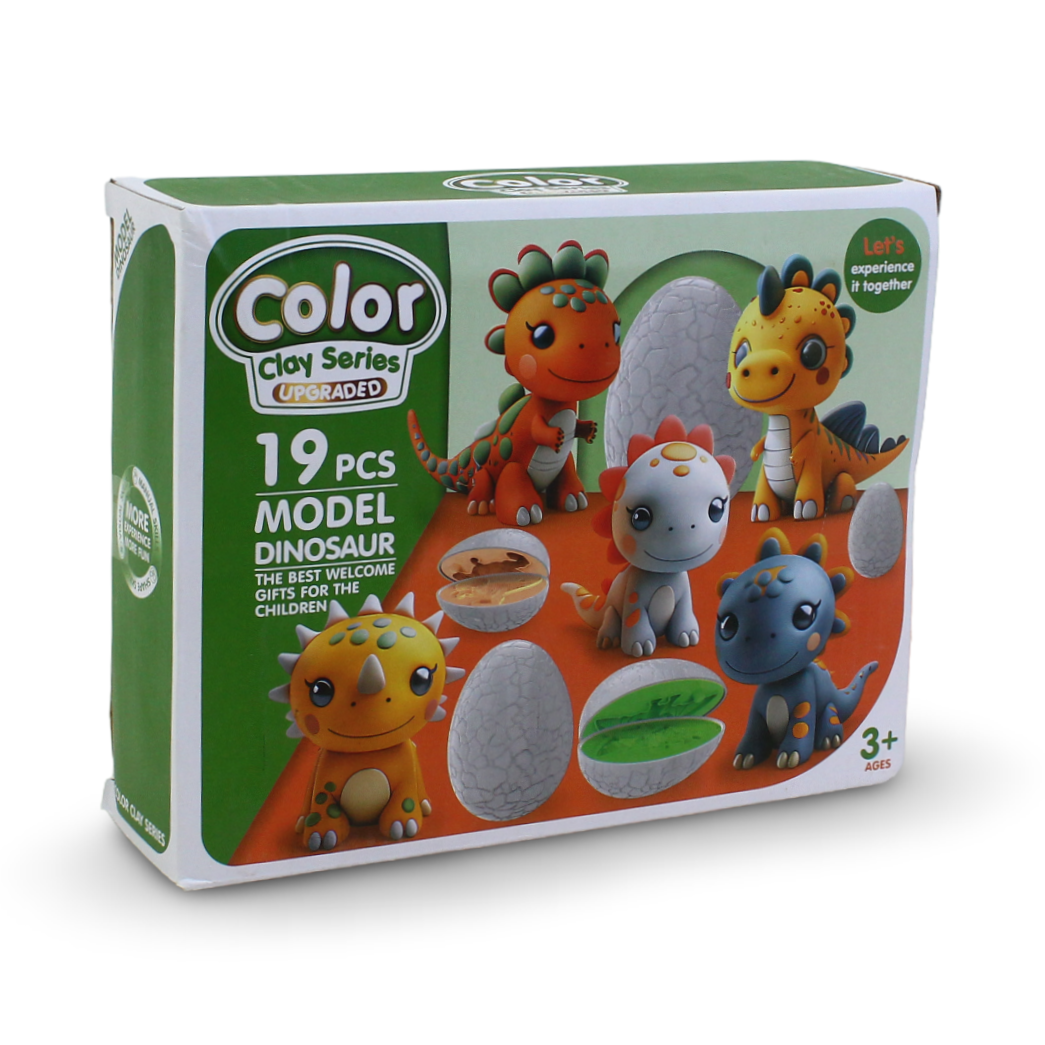 Color Clay Series Upgraded Dinosaur Model Set – 19 Pcs