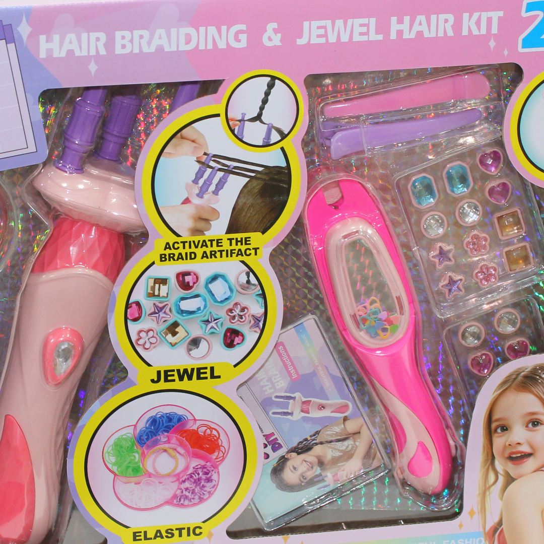 Awesome DIY Hair Braiding & Jewel Hair Kit 2-in-1 Styling Set