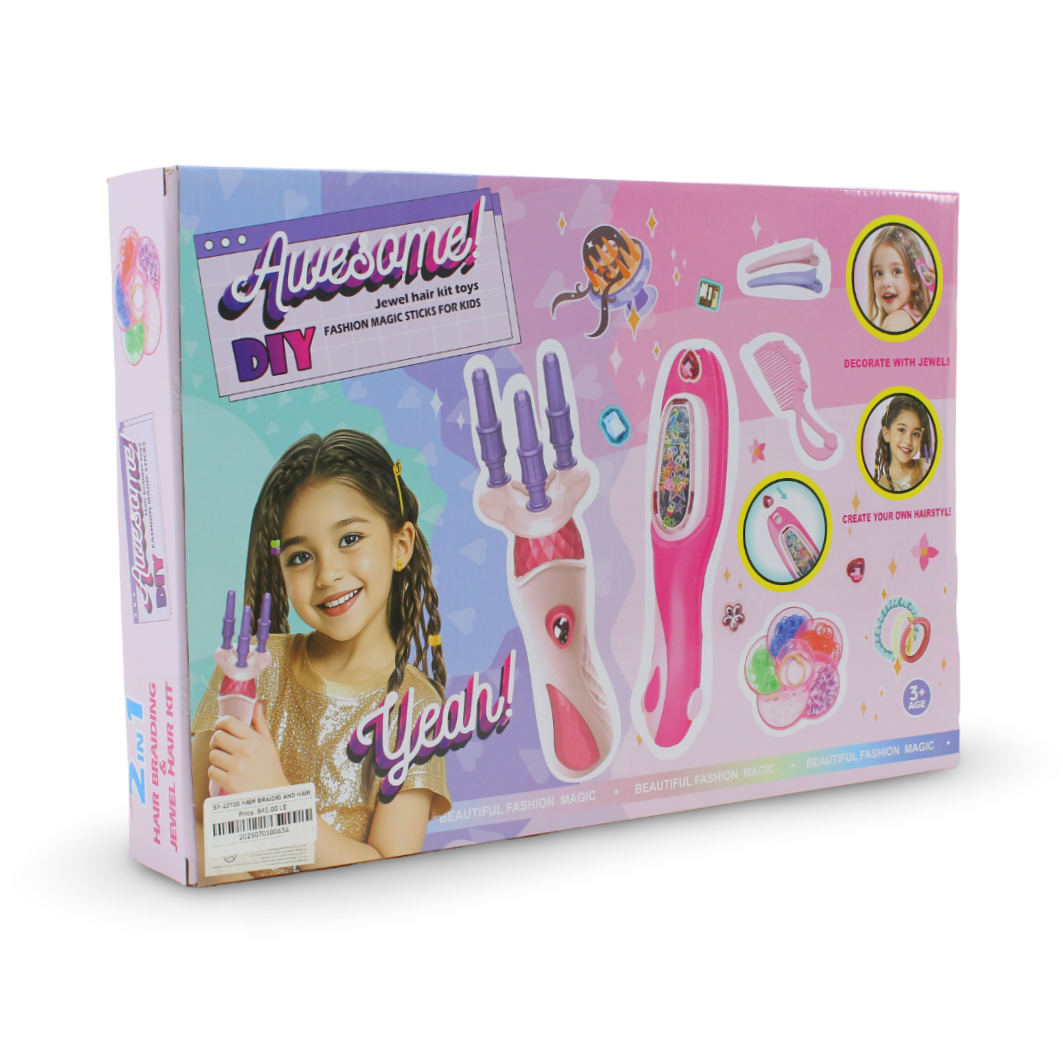 Awesome DIY Hair Braiding & Jewel Hair Kit 2-in-1 Styling Set