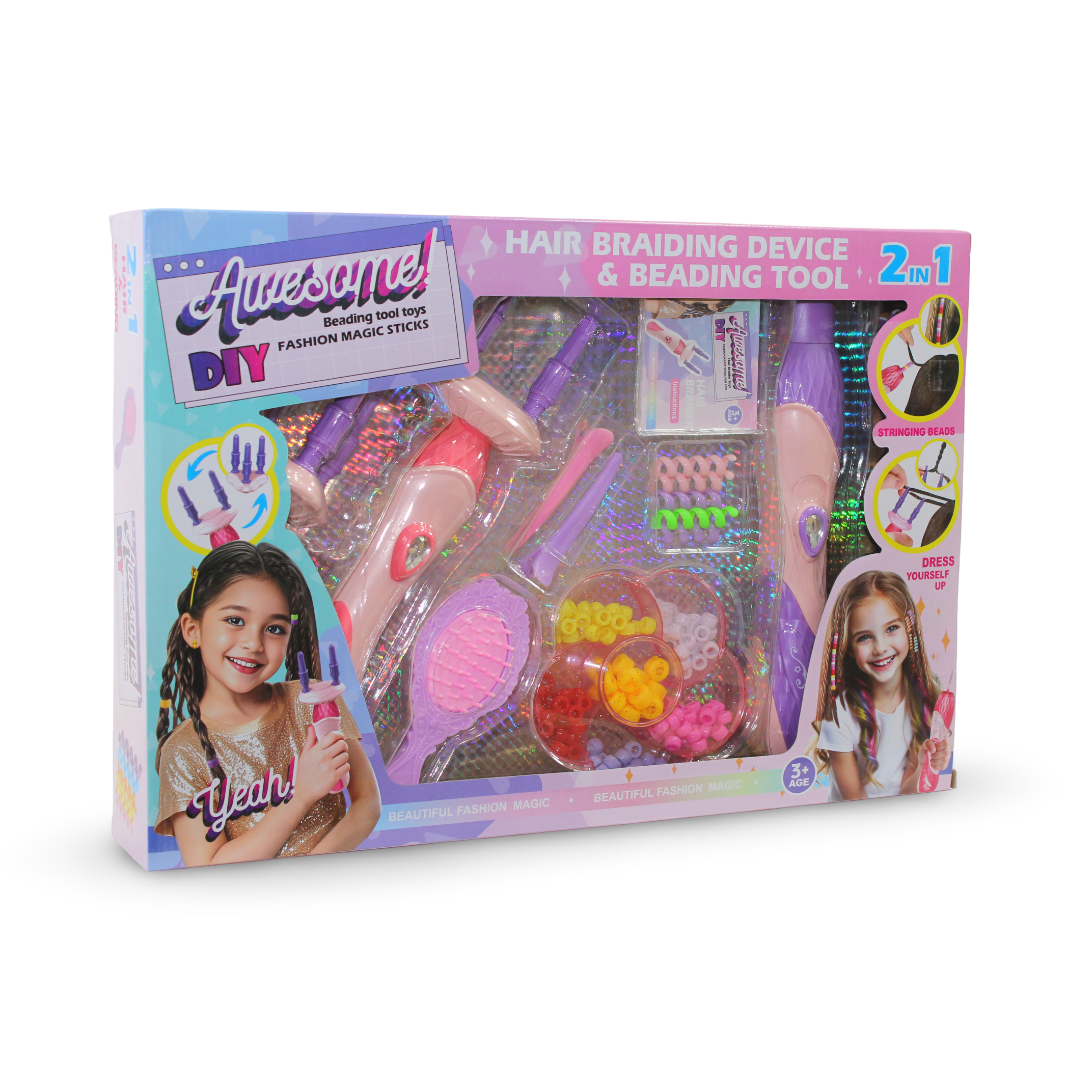 Awesome DIY 2-in-1 Hair Braider and Beading Kit - Toys