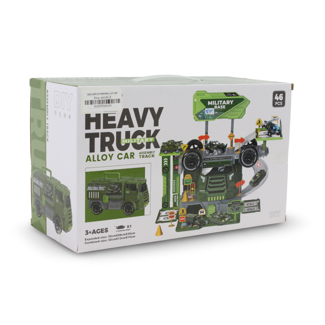 Heavy Truck Alloy Car Track Playset 46 Pcs – Green