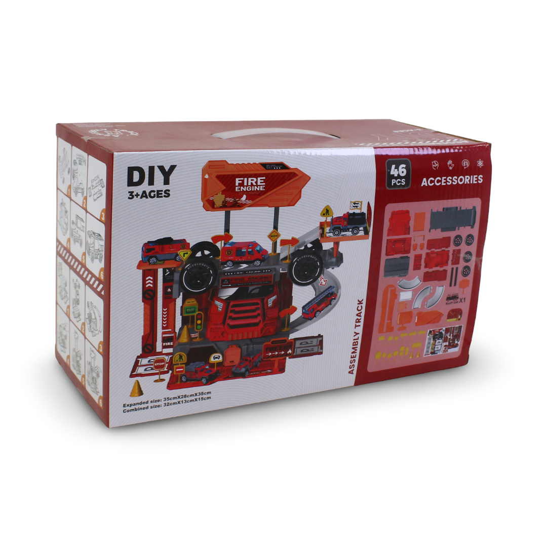 "Heavy Truck" Firefighting Alloy Car Assembly Track Toy Set – 46 Pcs