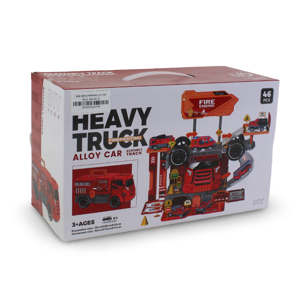 "Heavy Truck" Firefighting Alloy Car Assembly Track Toy Set – 46 Pcs