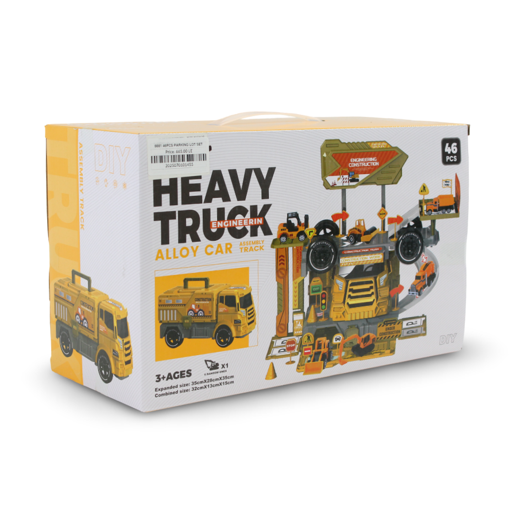 Heavy Truck Alloy Car Track Playset 46 Pcs – Orange