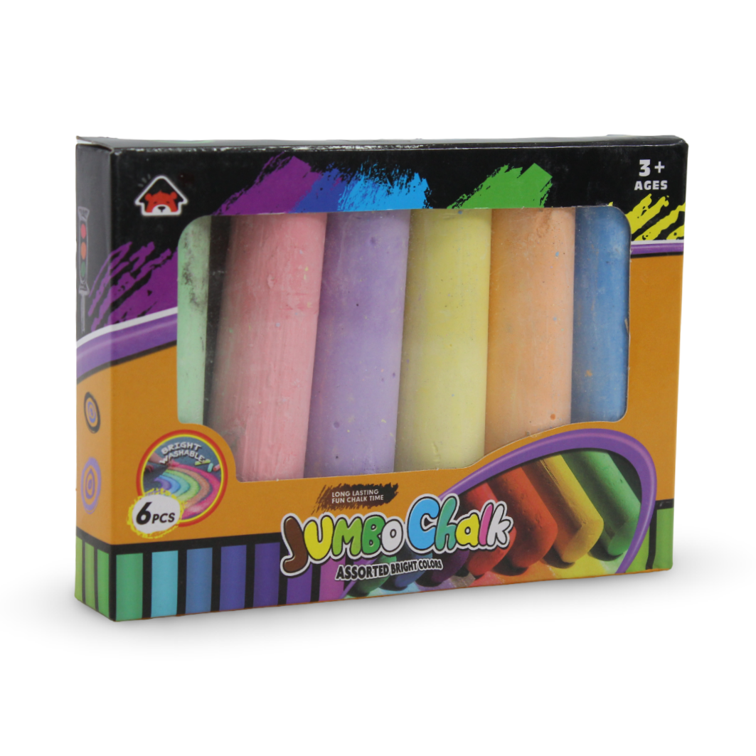 Jumbo Chalk Assorted Bright Colors – 6 Pcs