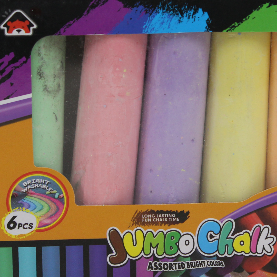 Jumbo Chalk Assorted Bright Colors – 6 Pcs