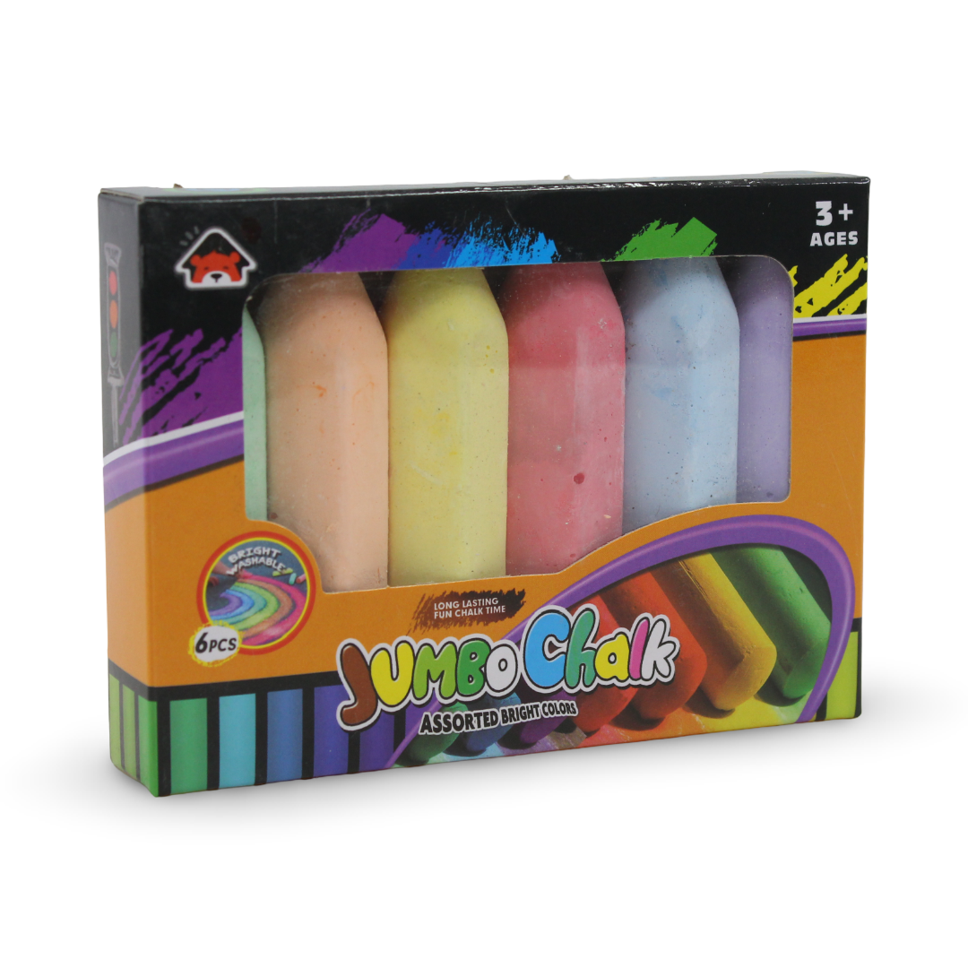 Jumbo Chalk Assorted Bright Colors – 6 Pcs