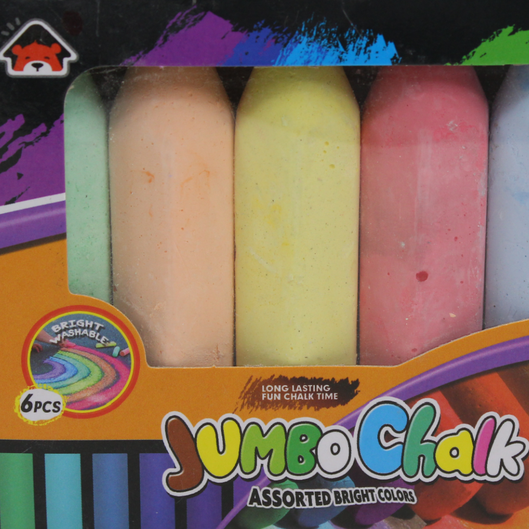 Jumbo Chalk Assorted Bright Colors – 6 Pcs