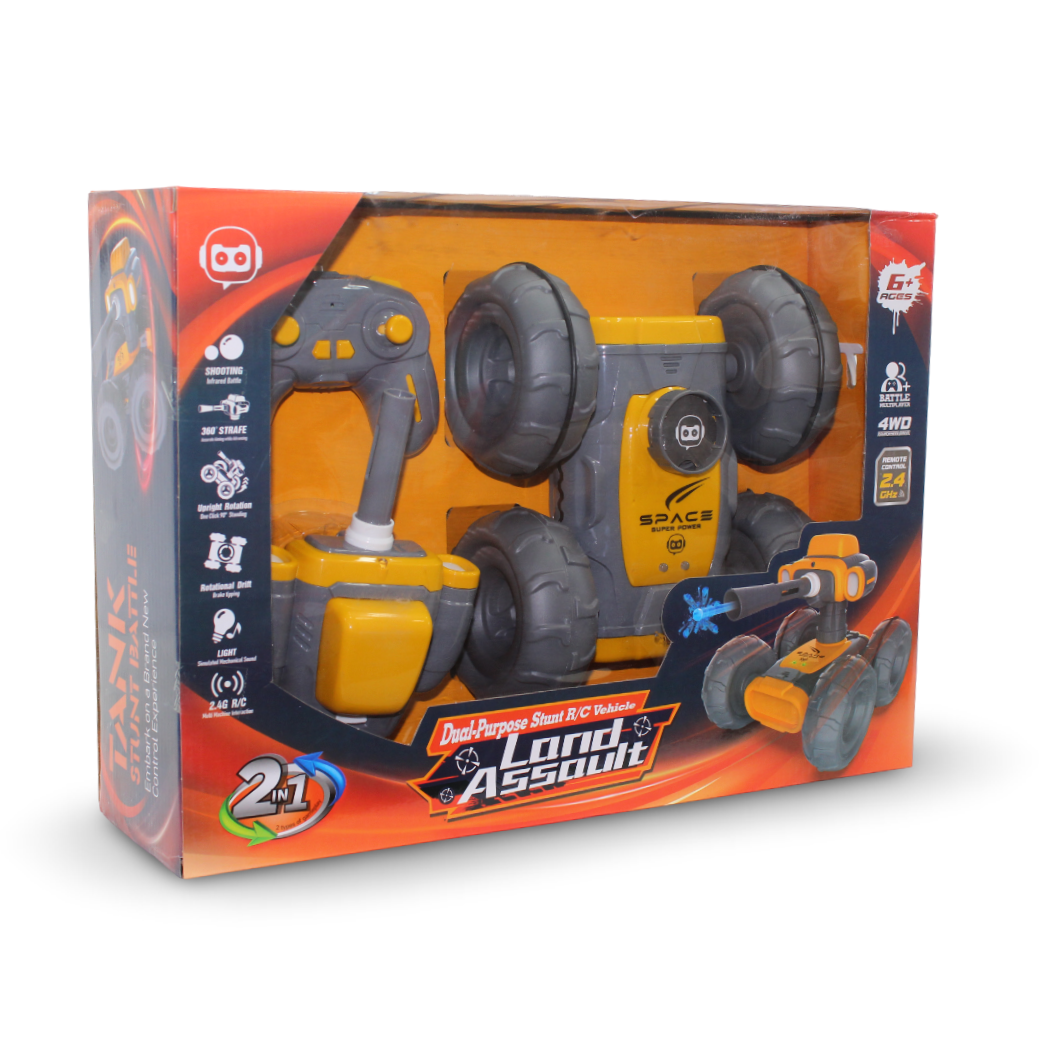 Land Assault 2-in-1 Dual-Purpose Stunt RC Vehicle – Orange - Toys - OKO