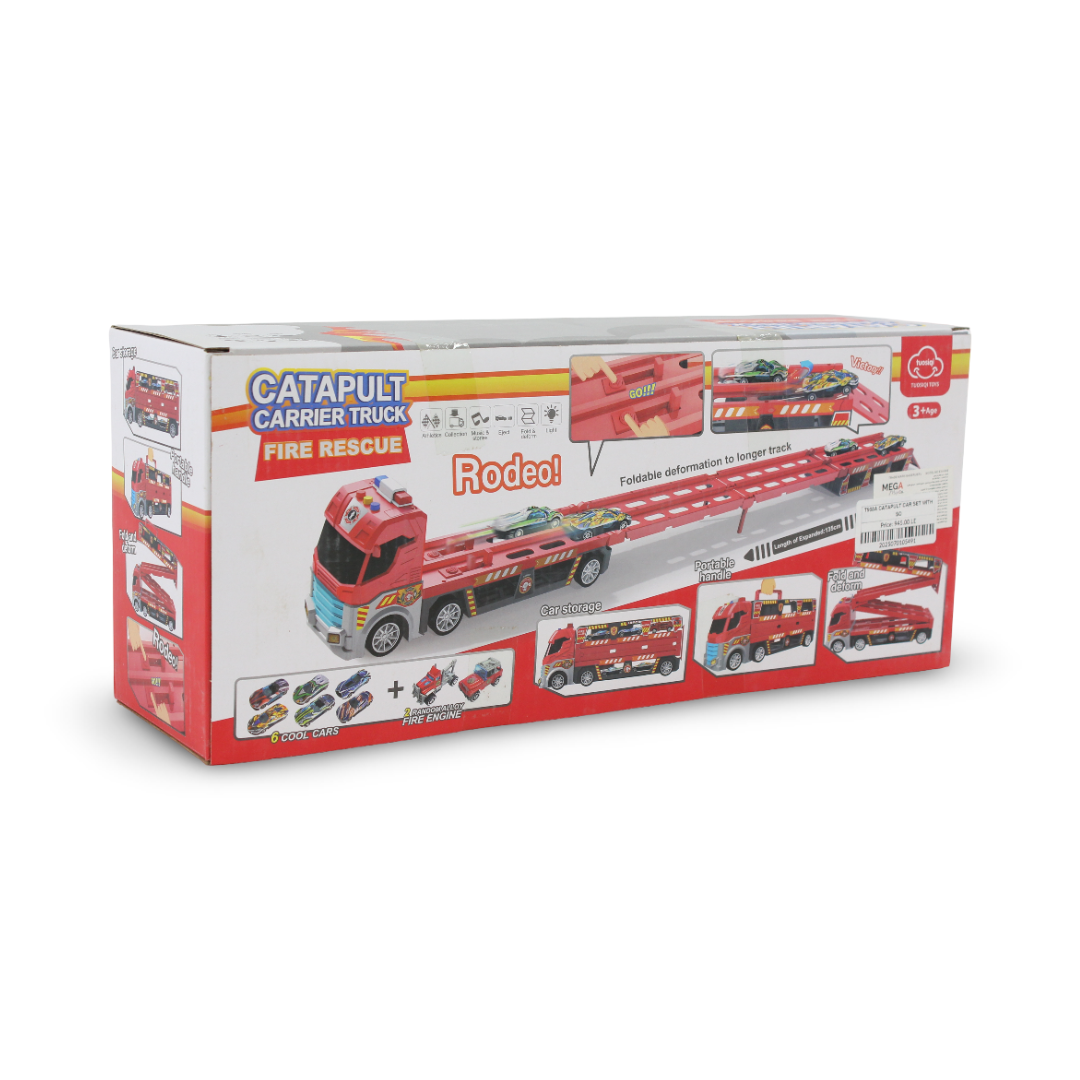 Catapult Carrier Truck Fire Rescue Toy Set – Red