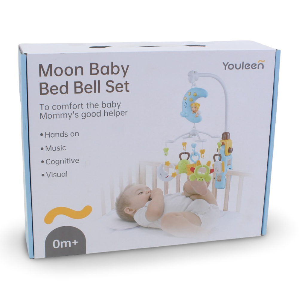 Youleen Moon Baby Bed Bell Set – Musical Crib Mobile with Hanging Toys