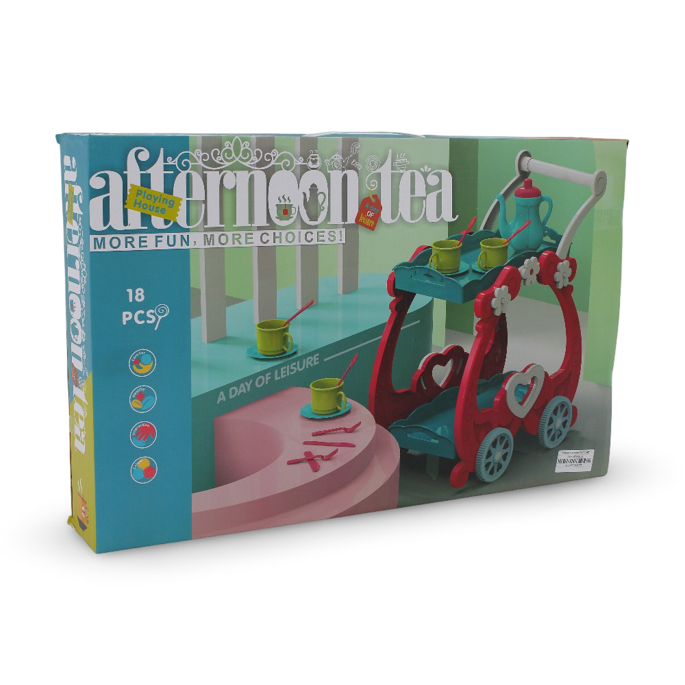 Afternoon Tea Cart and Tray Playset – 18 Pcs