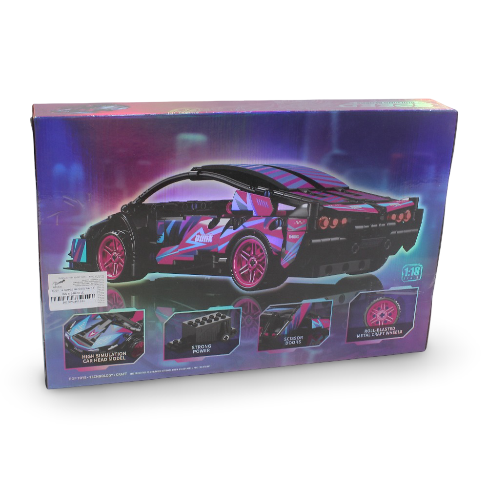 1:18 Scale Speed Building Blocks Pull-Back Sports Car