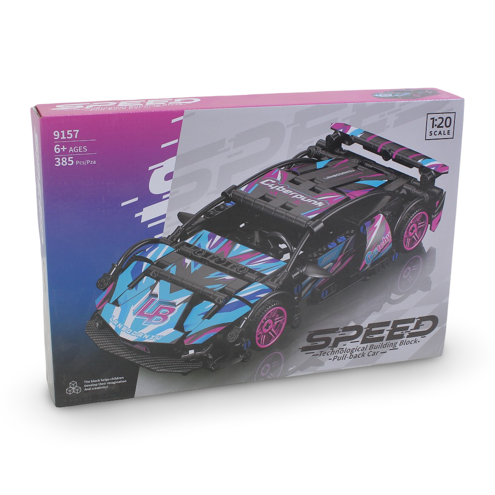 1:20 Scale Speed Building Blocks Pull-Back Racing Car (385 Pieces)