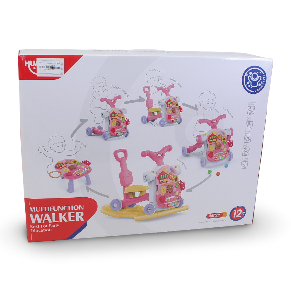 5-in-1 Baby Activity Walker with Light & Music – Pink
