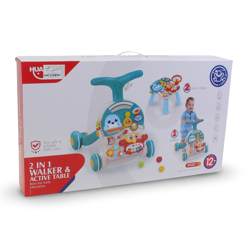 2 in 1 Baby Walker & Active Table with Interactive Play Panel