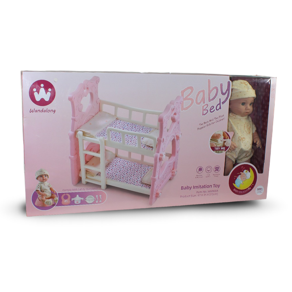 Baby Bed with Doll – Pretend Play Sleeping Set