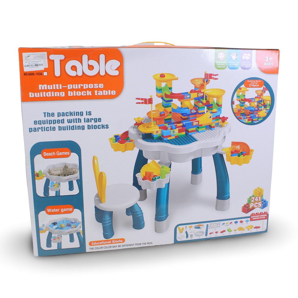 Multi-Purpose Building Block Table – 133 Pcs Educational Blocks Set