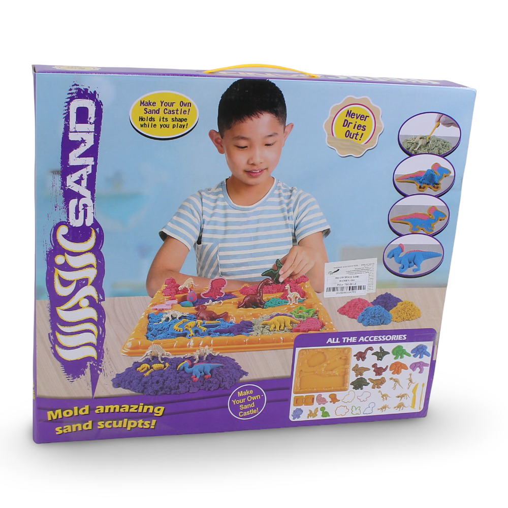 Magic Sand Dino Dig Playset – 1000g Moldable Sand Bucket