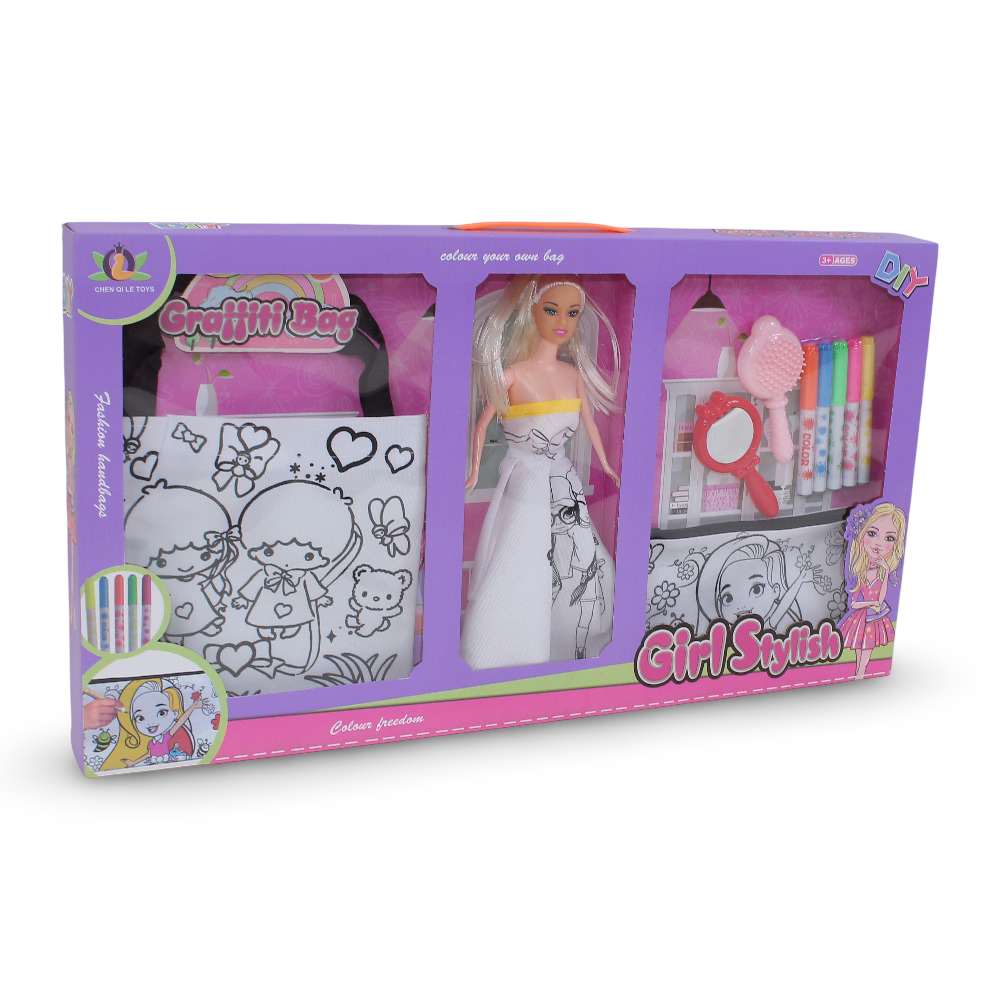 Graffiti Bag with DIY Doll and Accessories
