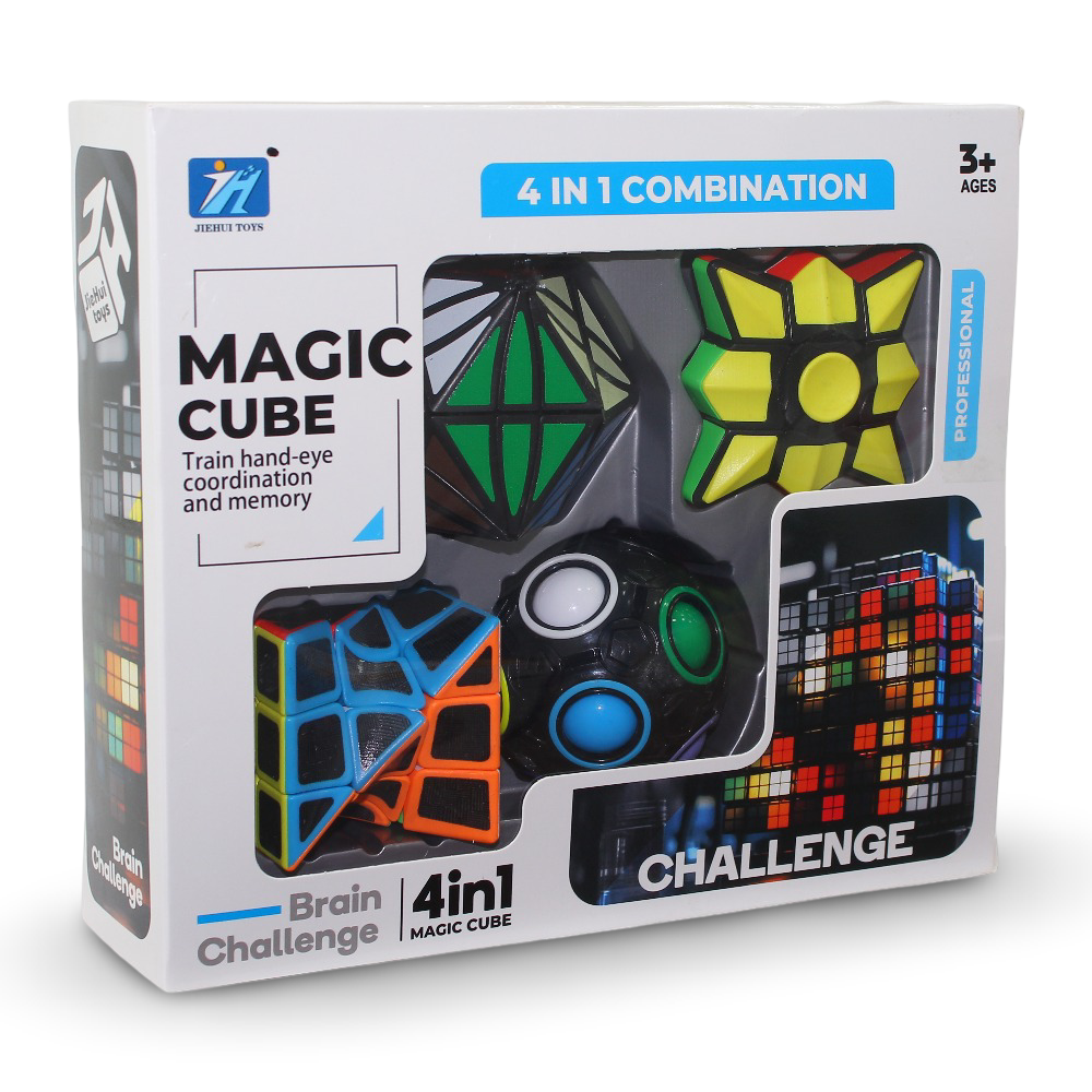 4 in 1 Magic Cube – Brain Challenge Puzzle Set