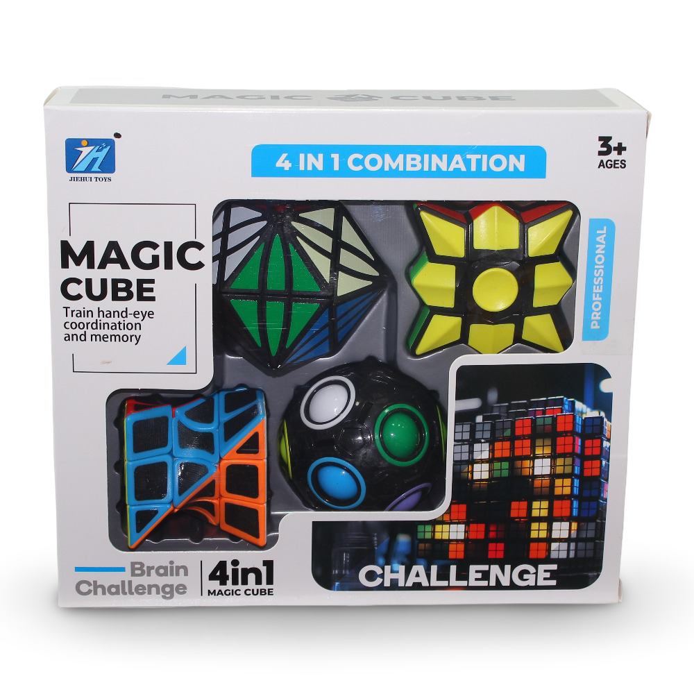4 in 1 Magic Cube – Brain Challenge Puzzle Set