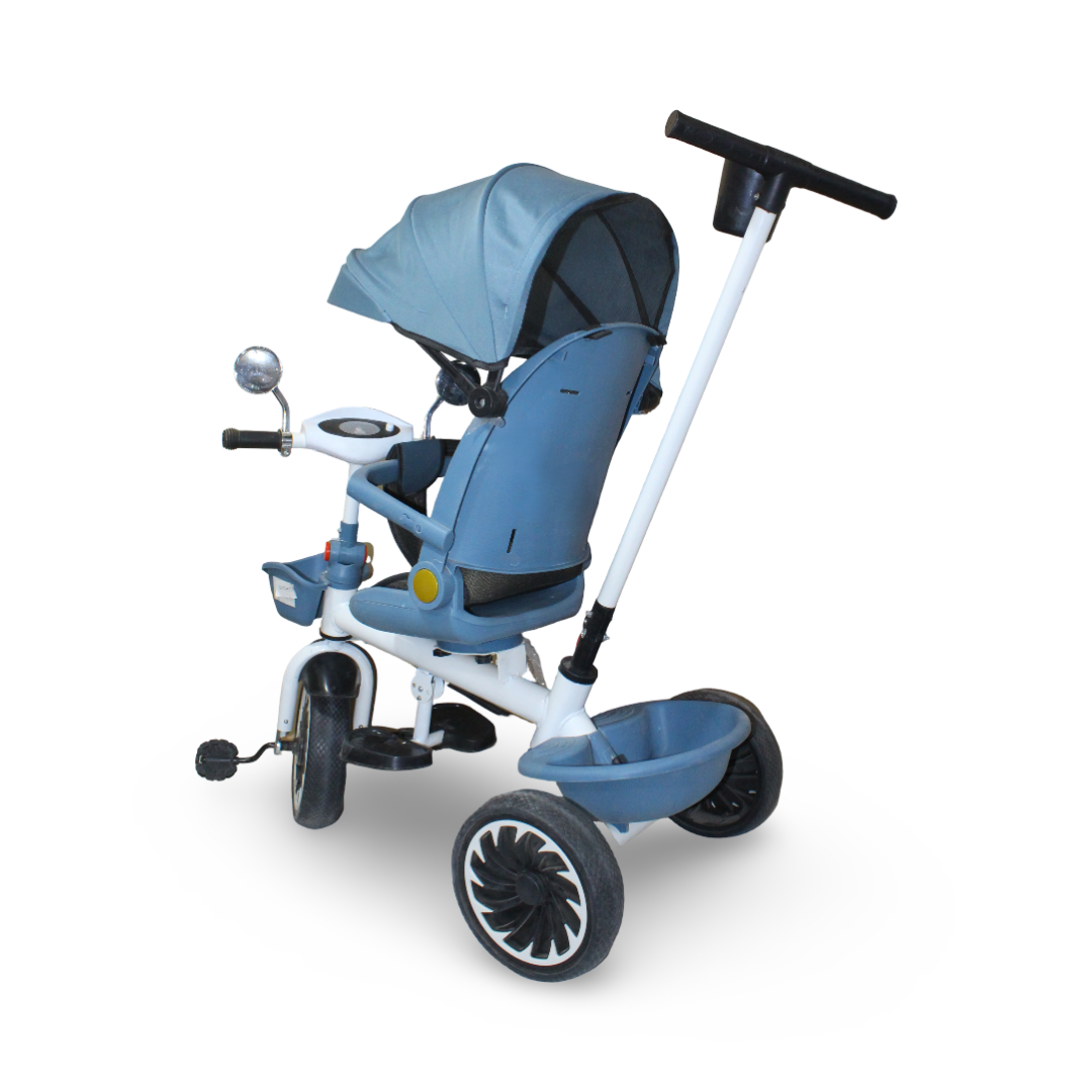 Kids 4-in-1 Tricycle with Canopy & Push Handle – Petrol