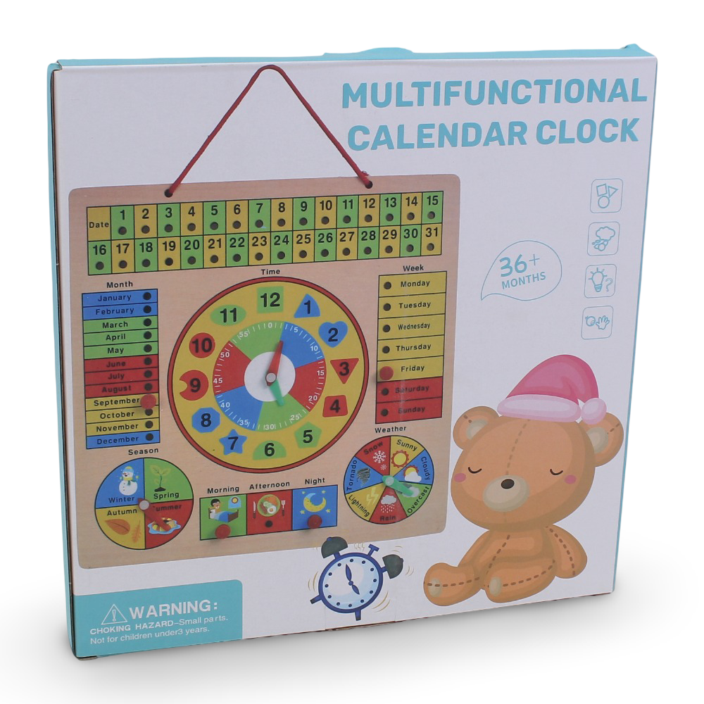 Wooden Multifunctional Calendar Learning Clock for Kids