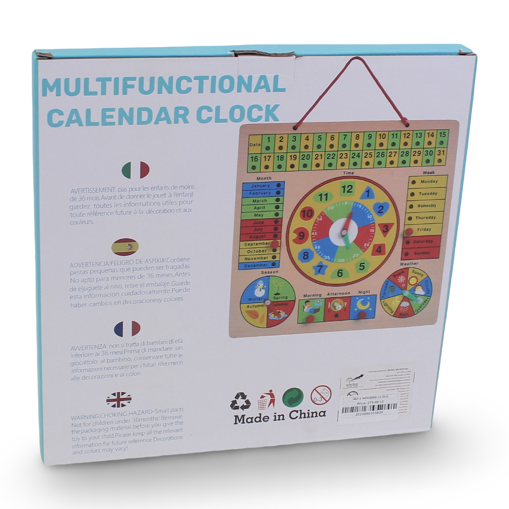 Wooden Multifunctional Calendar Learning Clock for Kids