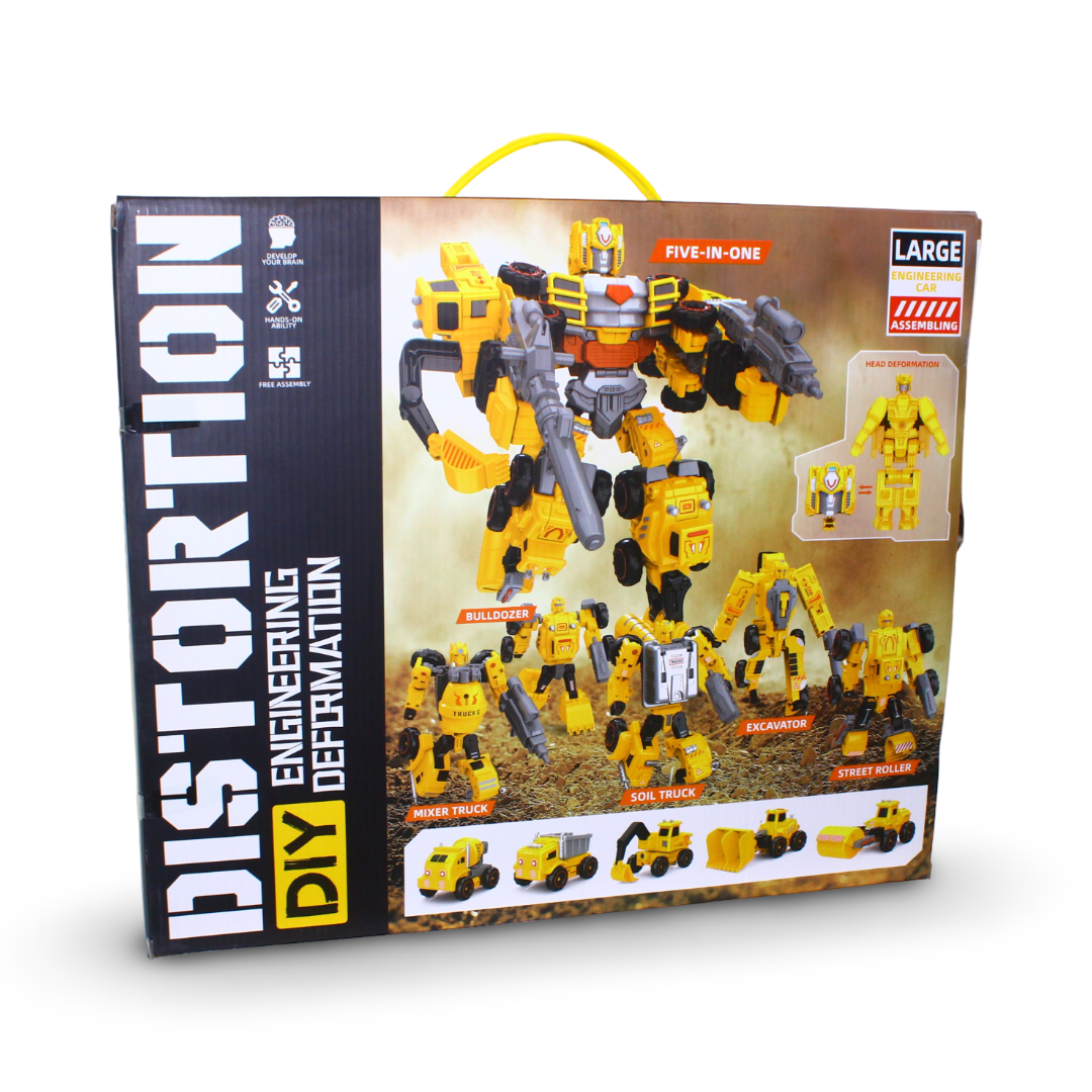 5-in-1 Construction Vehicle Transforming Robot Toy Set