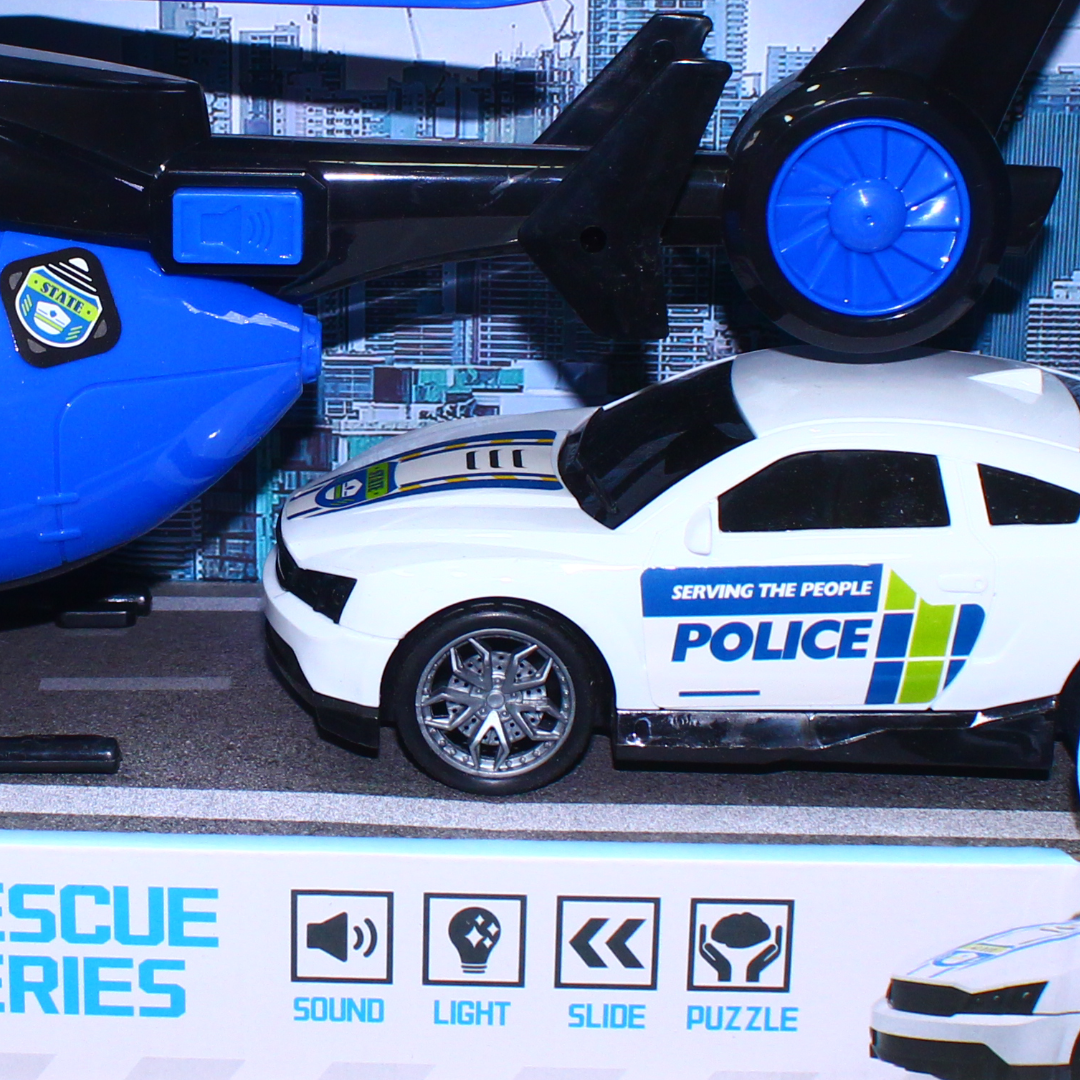 Police Rescue Series Air Police Helicopter and Car Set (Light & Sound)