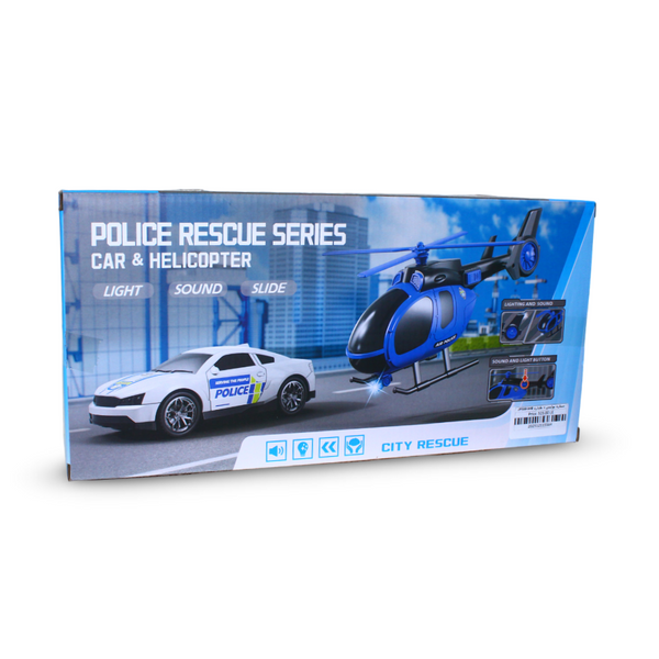 Police Rescue Series Air Police Helicopter and Car Set (Light & Sound)