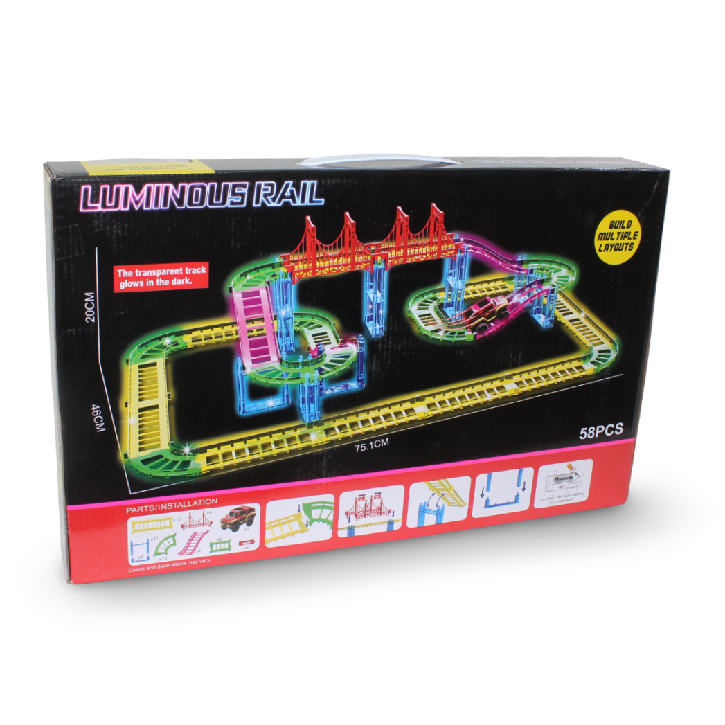 Luminous Rail Flexible Car Track Set with Bridge