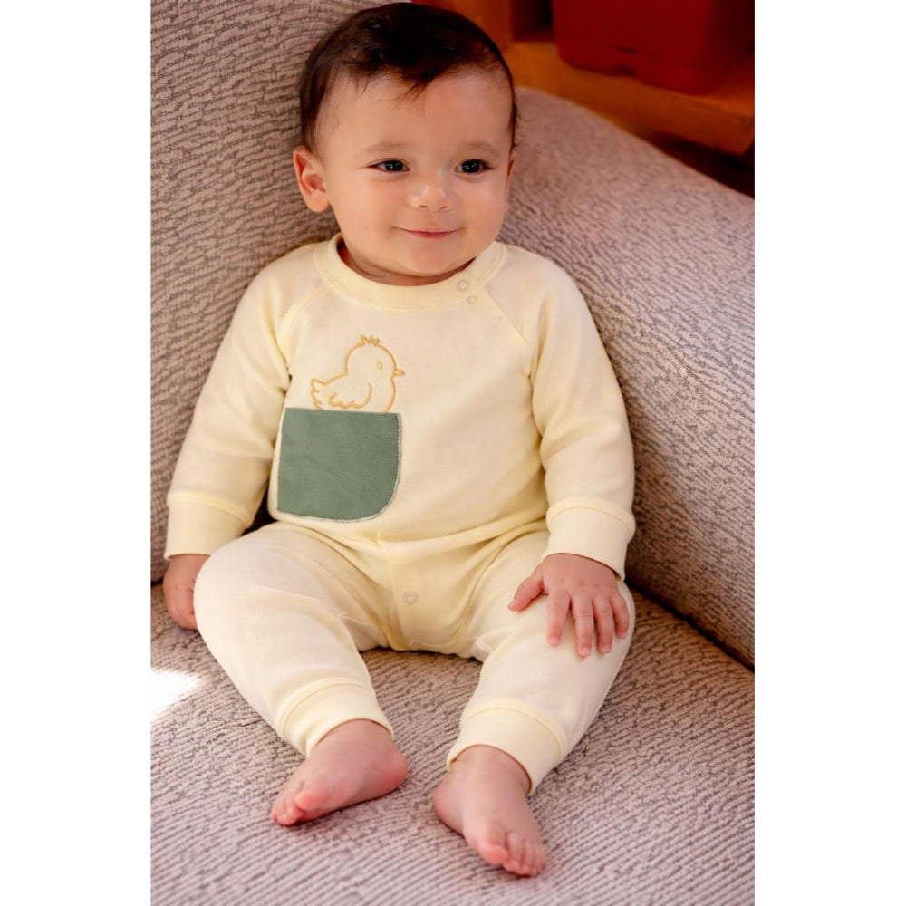 Baby Boys Cotton Singing Canary Footless Onesie – Yellow