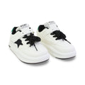 Unisex Leather Sneakers – Green with Star Print