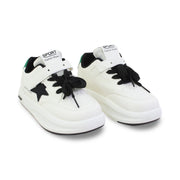 Unisex Leather Sneakers – Green with Star Print