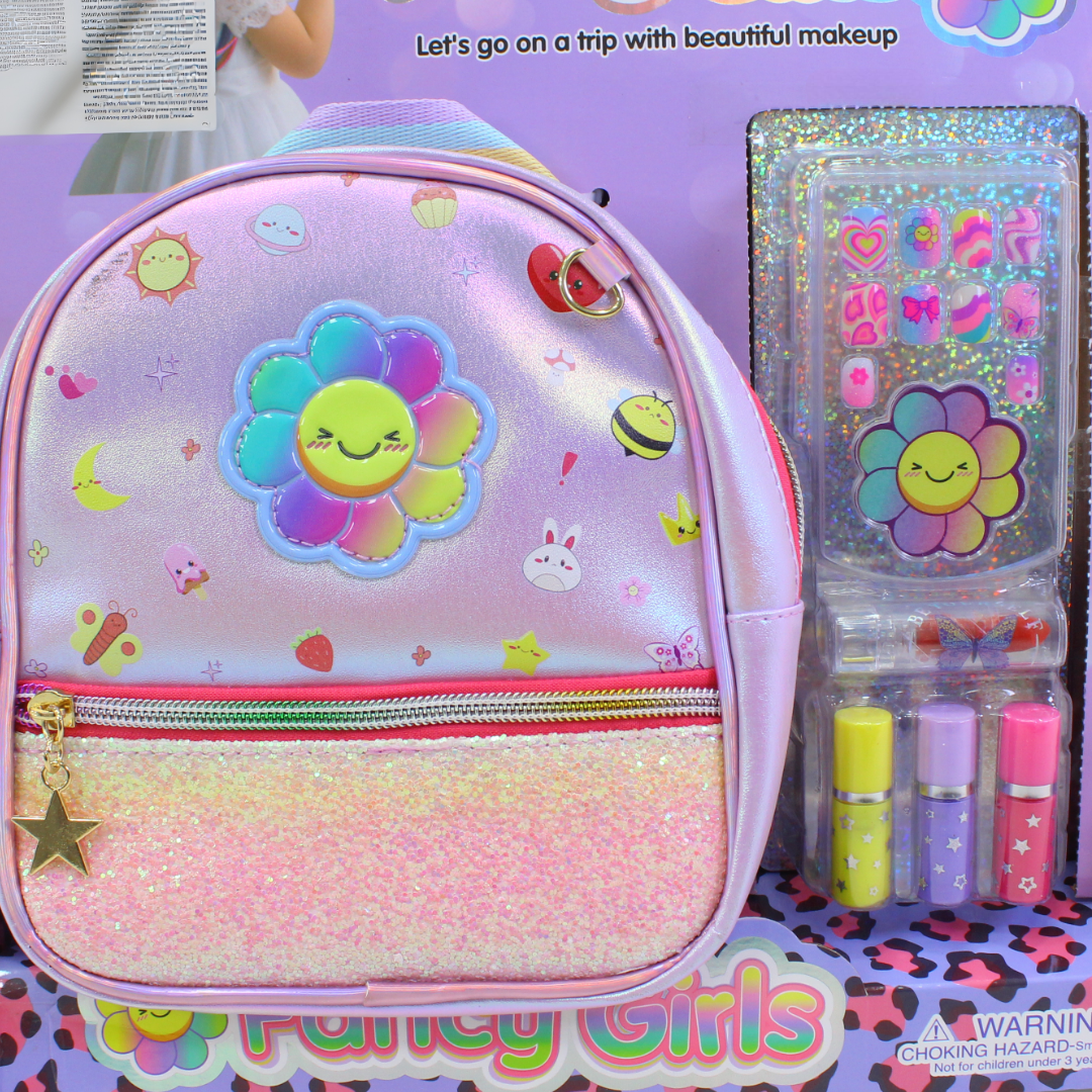Fancy Girls Makeup and Backpack Travel Set