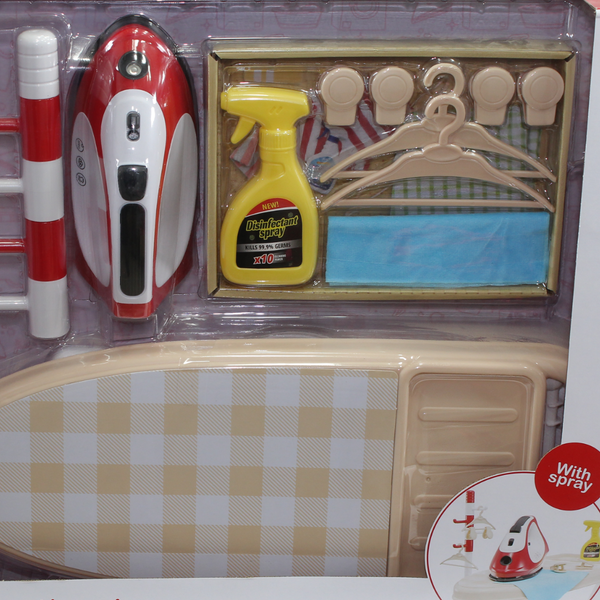 Lduo Children's Ironing Set with Ironing Board Iron and Clothes Rack (Music & Light)