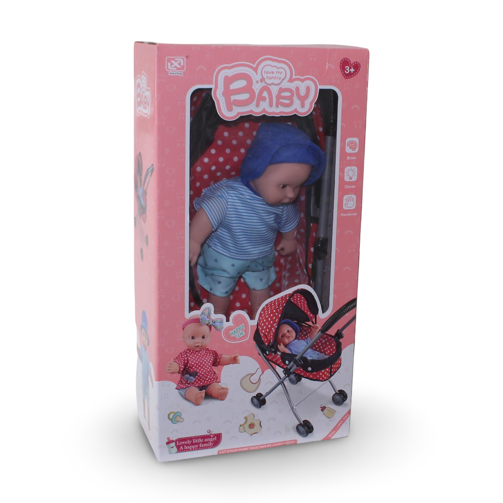 Lovely Doll with Stroller – Blue Outfit