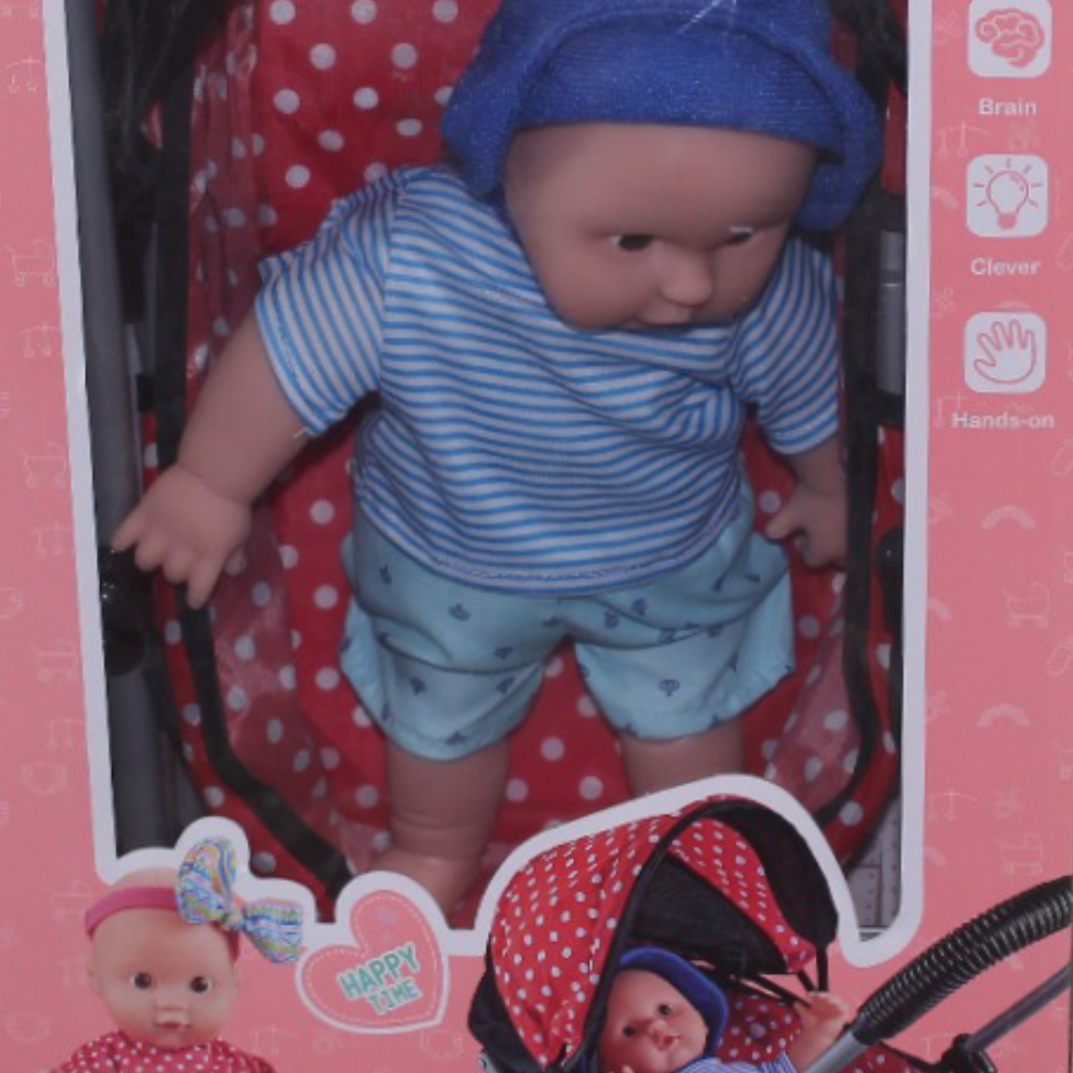 Lovely Doll with Stroller – Blue Outfit