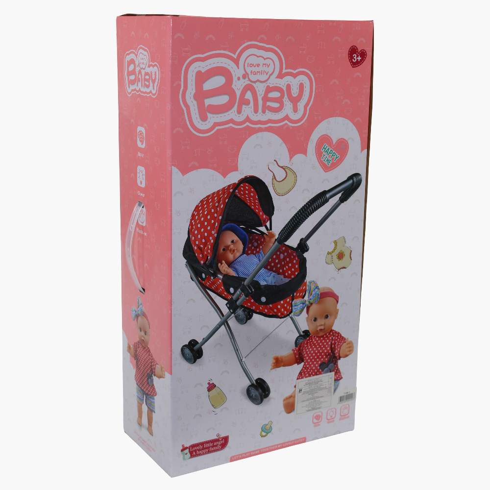 Lovely Doll with Stroller – Blue Outfit