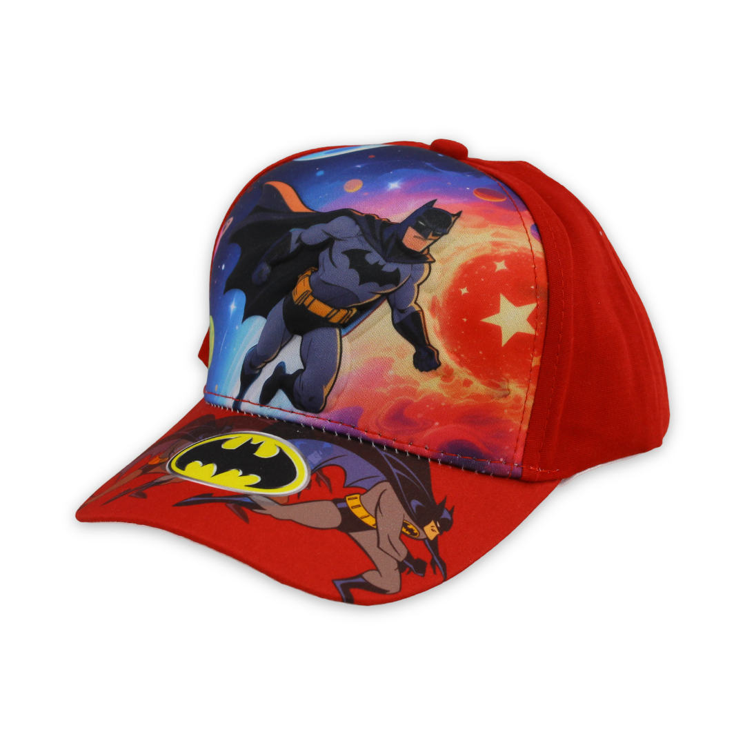 Boys Cap – Red with Batman Print