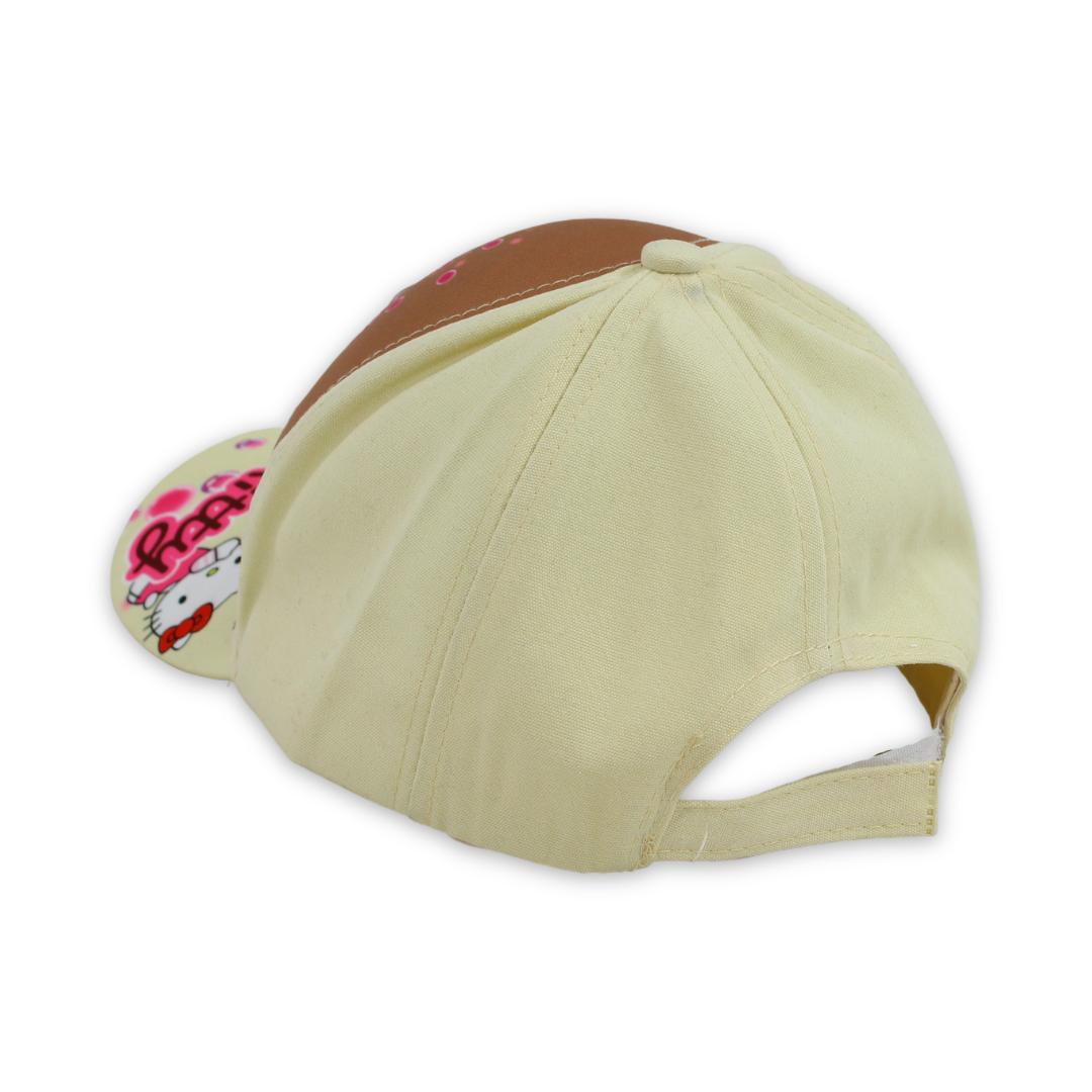 Girls Cap – Beige with Hello Kitty Print