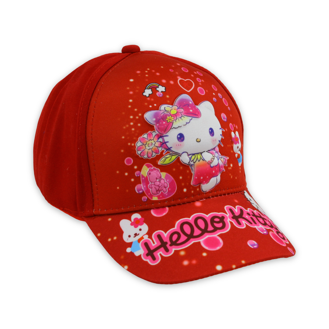 Girls Cap – Red with Hello Kitty Print