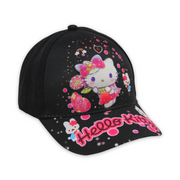 Girls Cap – Black with Hello Kitty Print