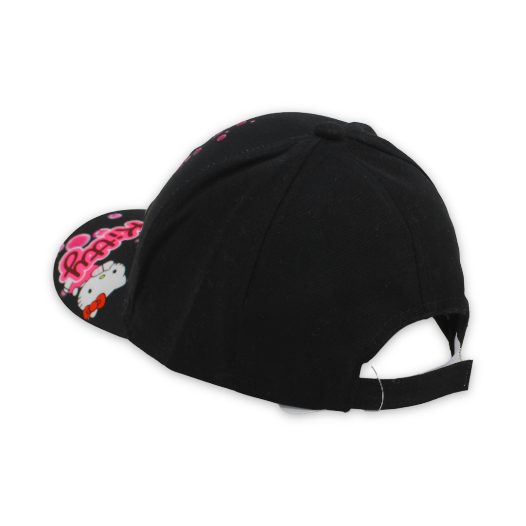 Girls Cap – Black with Hello Kitty Print