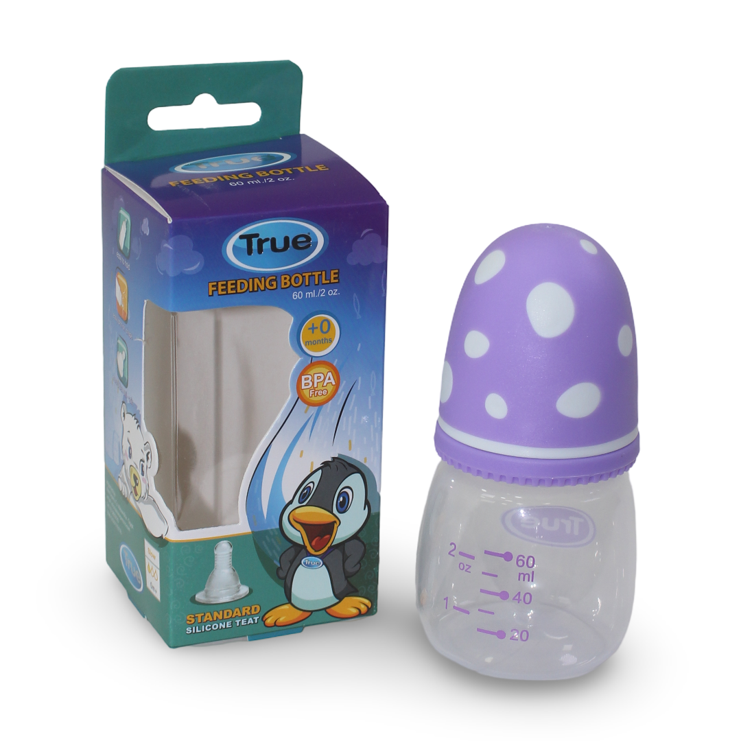 True Feeding Bottle 60ml Mushroom – Purple - Baby Essentials