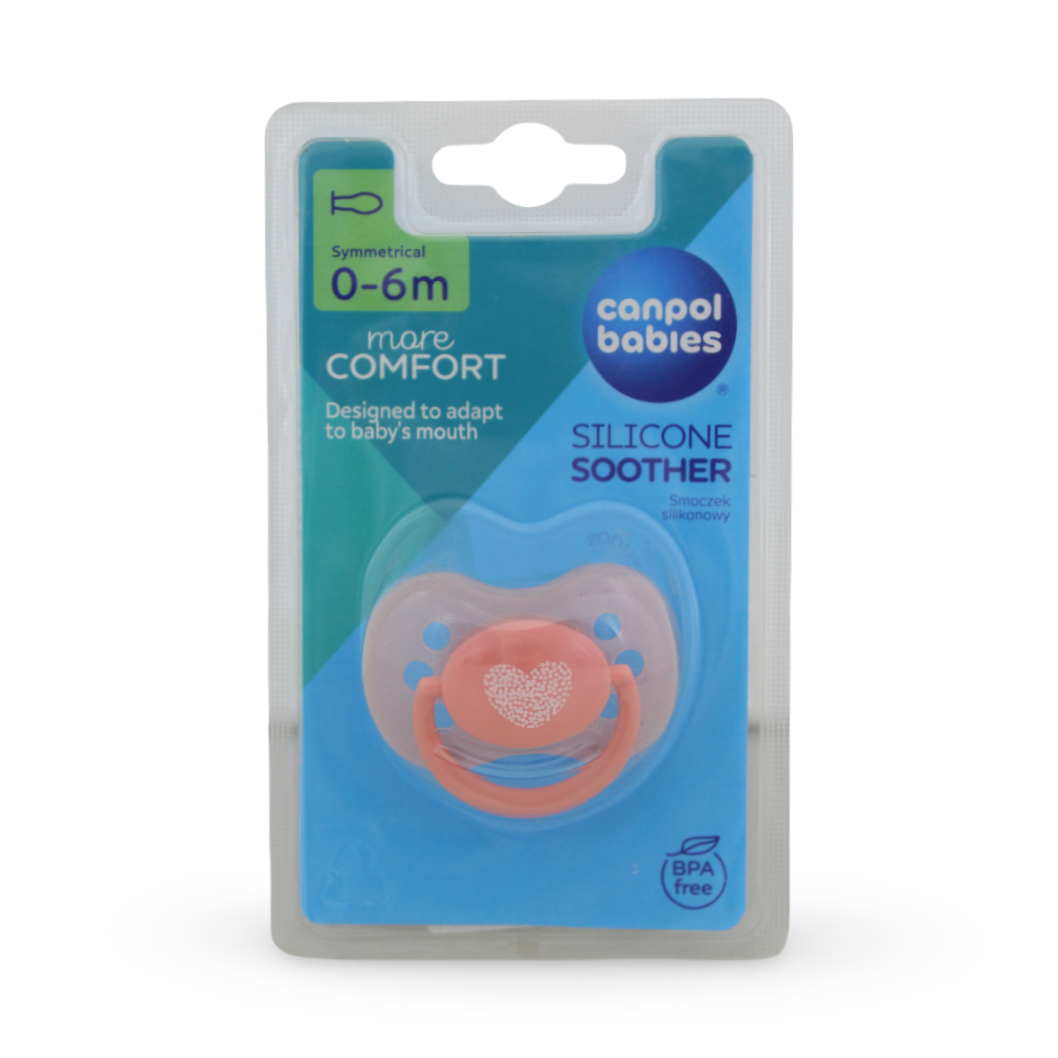 Canpol Babies Silicone Soother 0-6m – Pink with Heart Print
