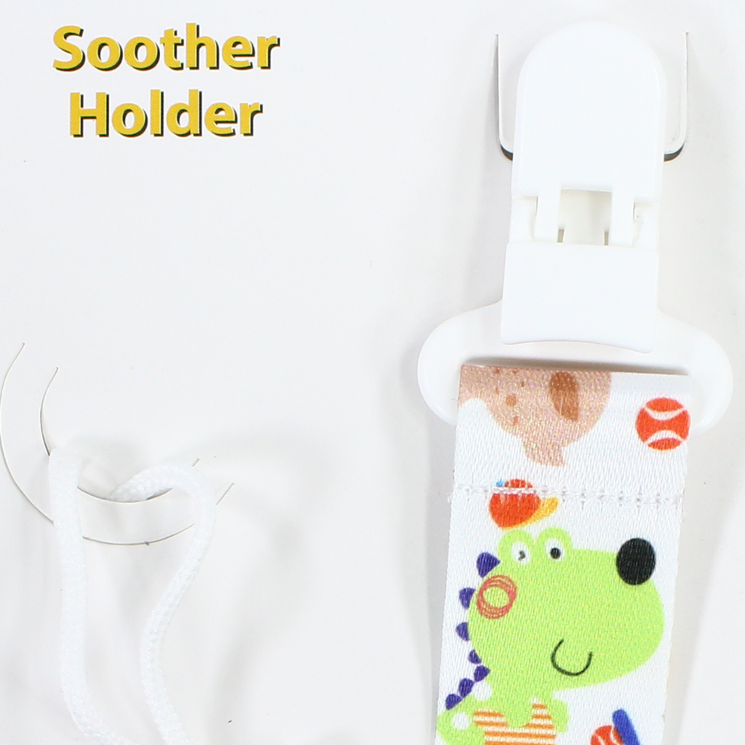 True Pacifier Holder Strap – White with Animals Print