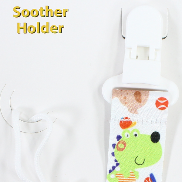 True Pacifier Holder Strap – White with Animals Print